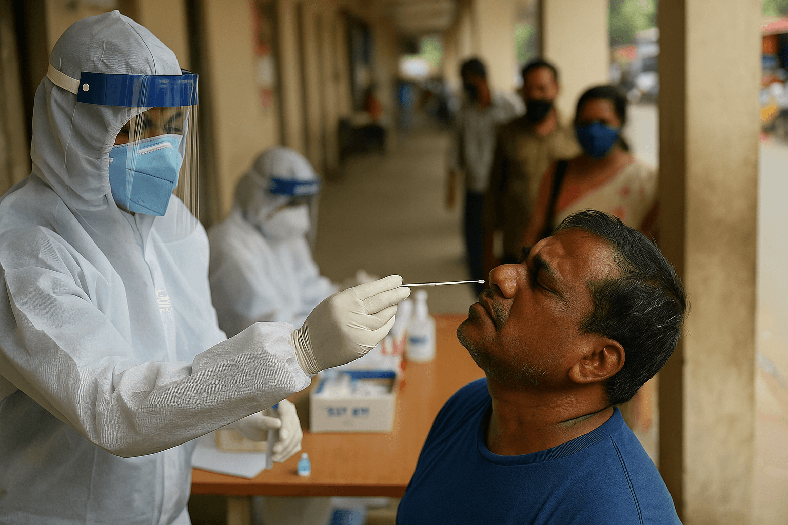 COVID-19 test being conducted in India, 2025
