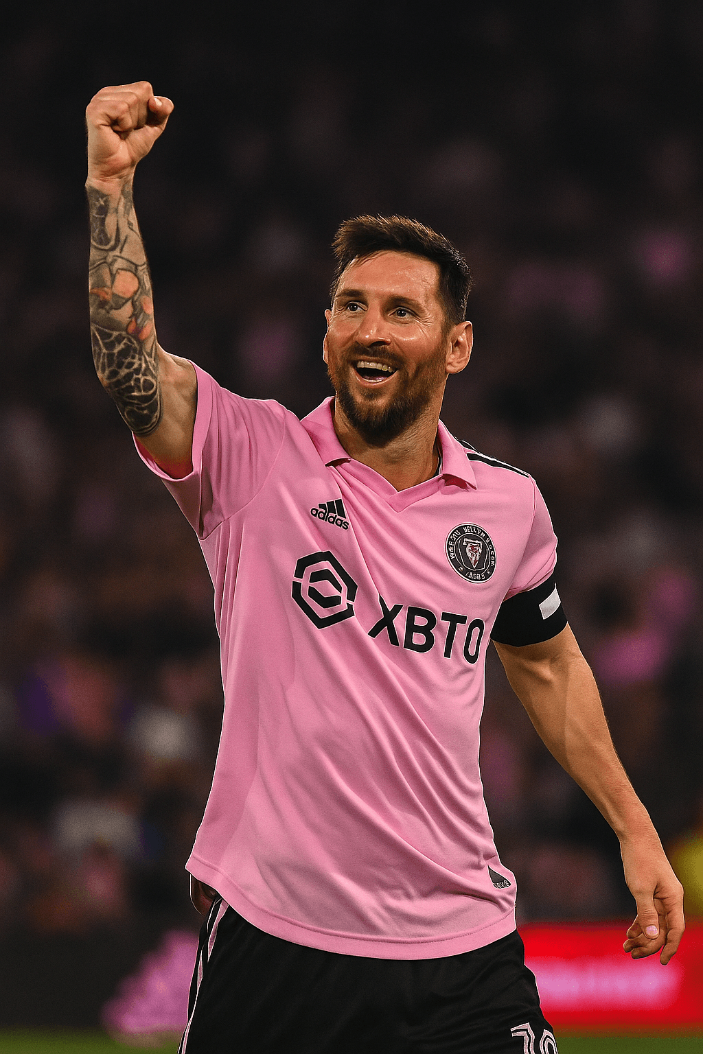 Lionel Messi celebrating after scoring for Inter Miami