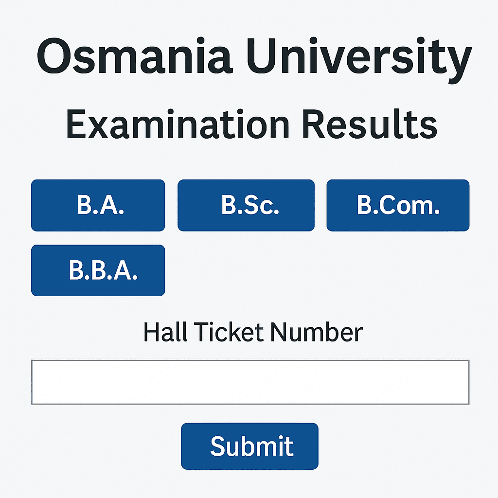 Screenshot of OU result portal on osmania.ac.in