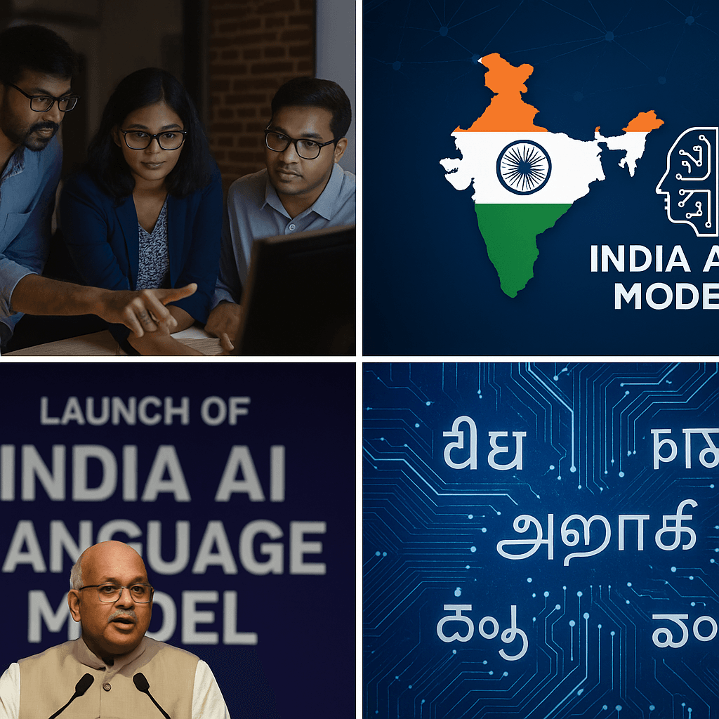 t: Indian government officials launching AI language model platform