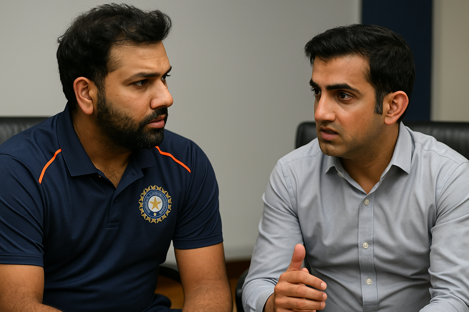Rohit Sharma talking to Gautam Gambhir in a private meeting