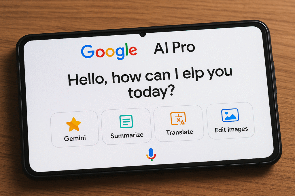 Google AI Pro Interface Displayed on Phone Screen