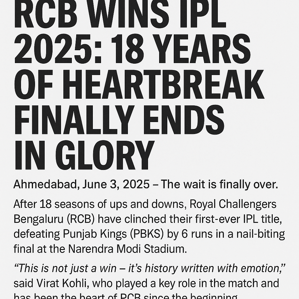 RCB players lifting IPL 2025 trophy with fireworks and crowd celebrations in the background