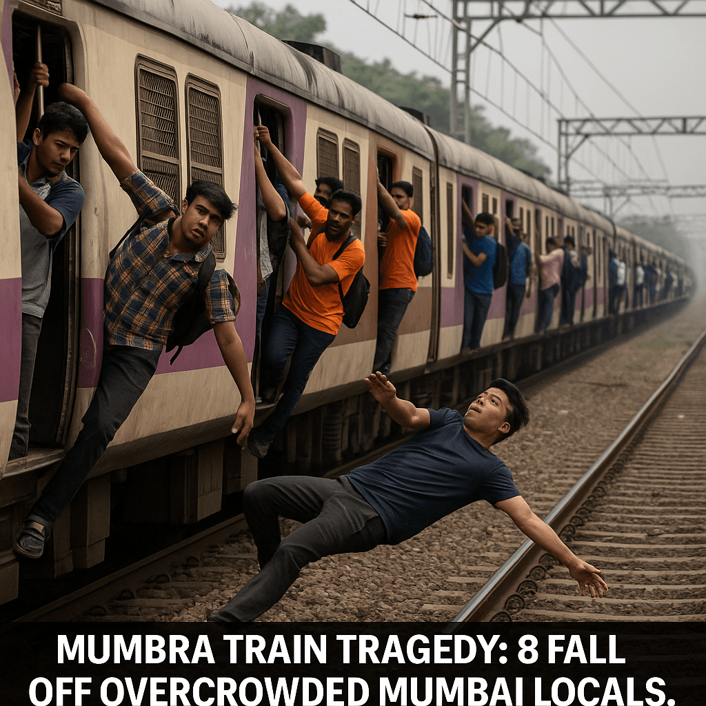 Emergency responders at Mumbra train incident site