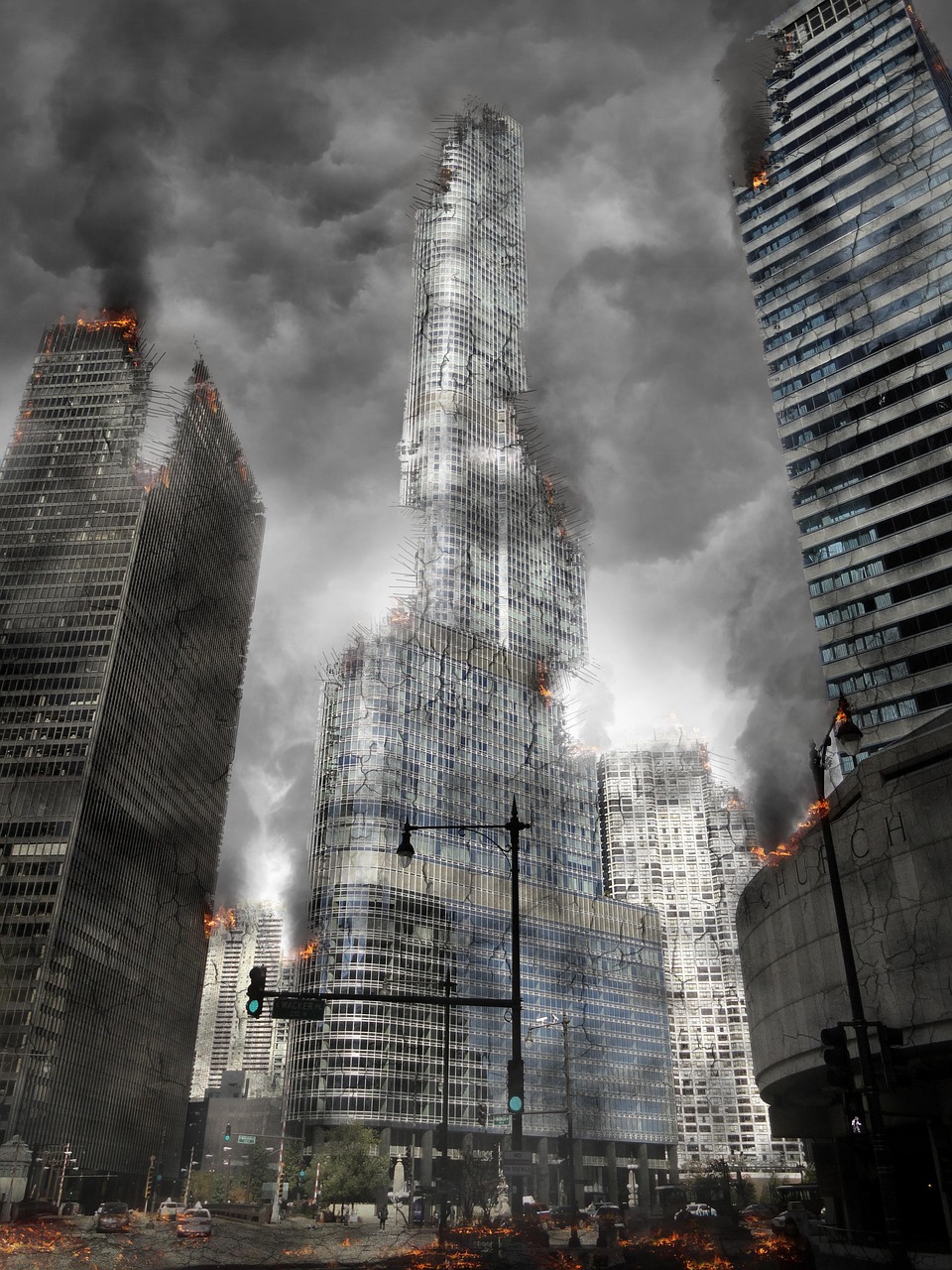 city, architecture, skyscraper, building, tower, destruction, war, armageddon, gray city, gray building, gray war, destruction, war, war, war, war, war, armageddon, armageddon