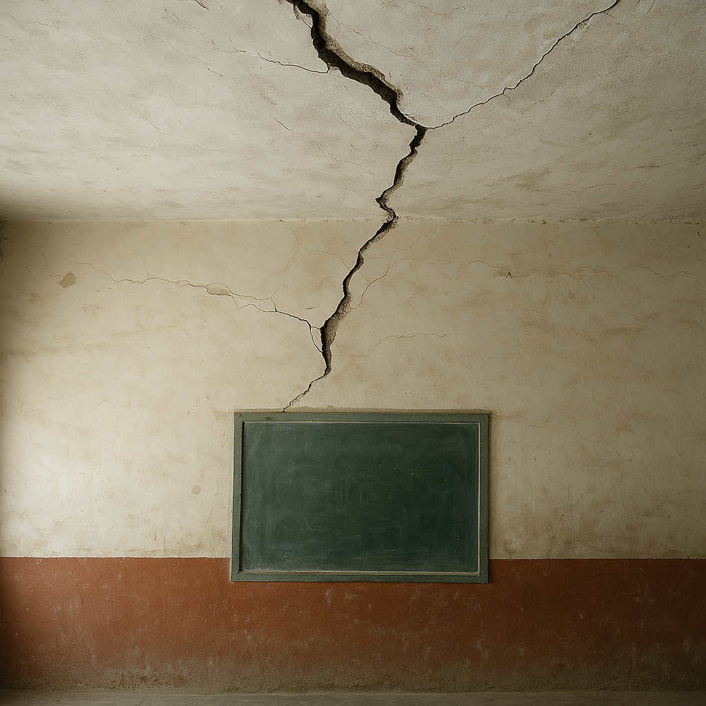 Cracked classroom ceiling before deadly Rajasthan school roof collapse