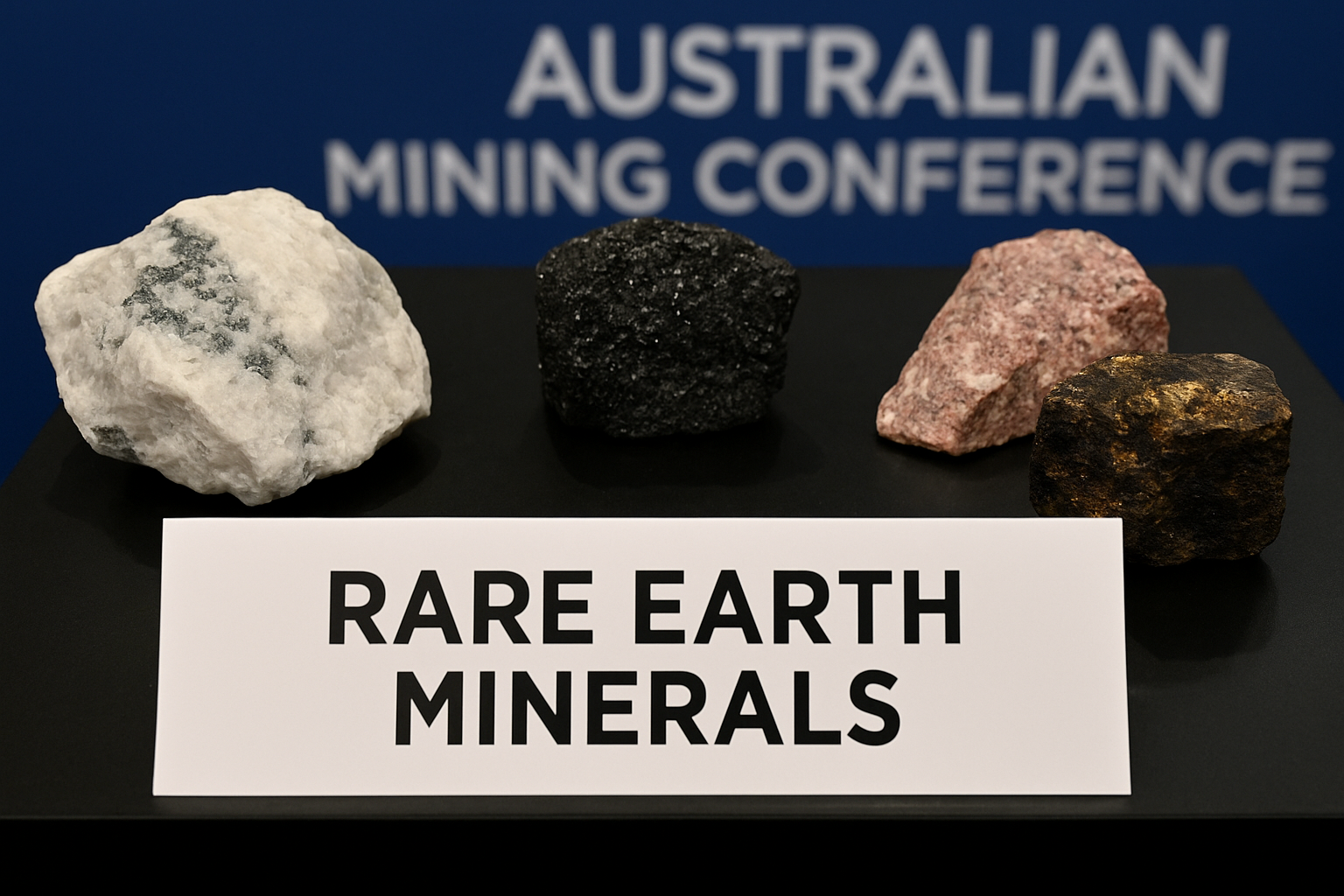 India rare earth deal minerals samples on display at Australian mining conference
